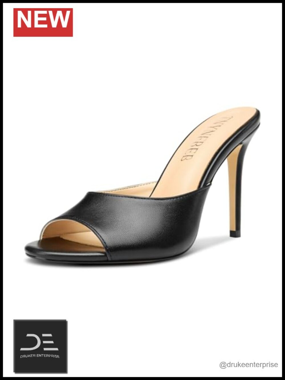 Women Stiletto High Heel Peep Toe Slingback Sandals Slip-On 3.9" Heel